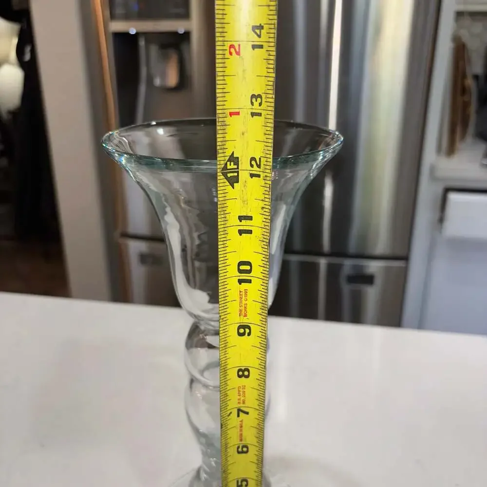 Clear Glass Trumpet Vase/Candle Holder Taper Pillar Candlestick